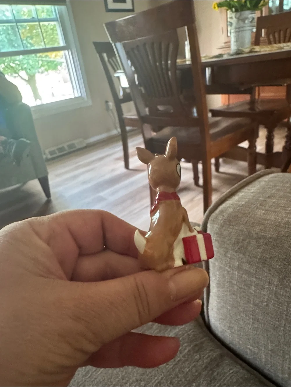 Nora Fleming Brown and Red Ceramic Reindeer Ornament